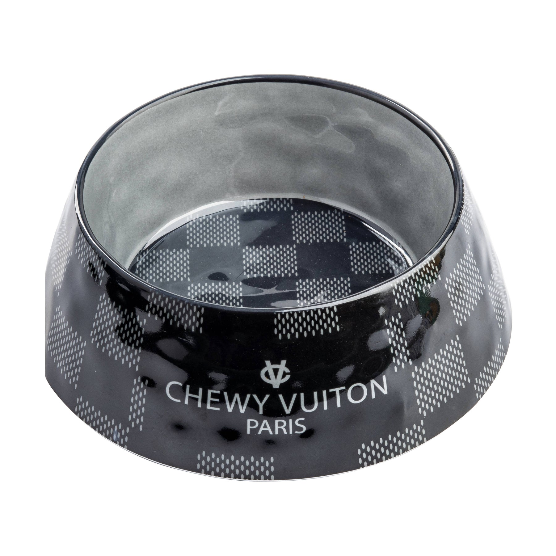 Haute Diggity Dog Black Checker Chewy Vuiton Bowl by Haute Diggity Dog - dog toy