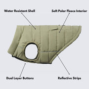 Spark Paws WarmShield Water-Resistant Dog Jacket – Olive