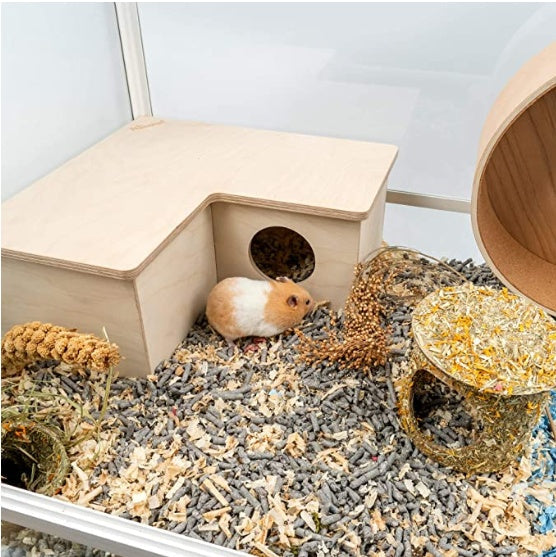 Hamster Multi-Room Habitat – Solid Birch Wood Cage for Small Pets
