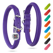 Purple Rolled Leather Dog Collar – 8–10 in Neck