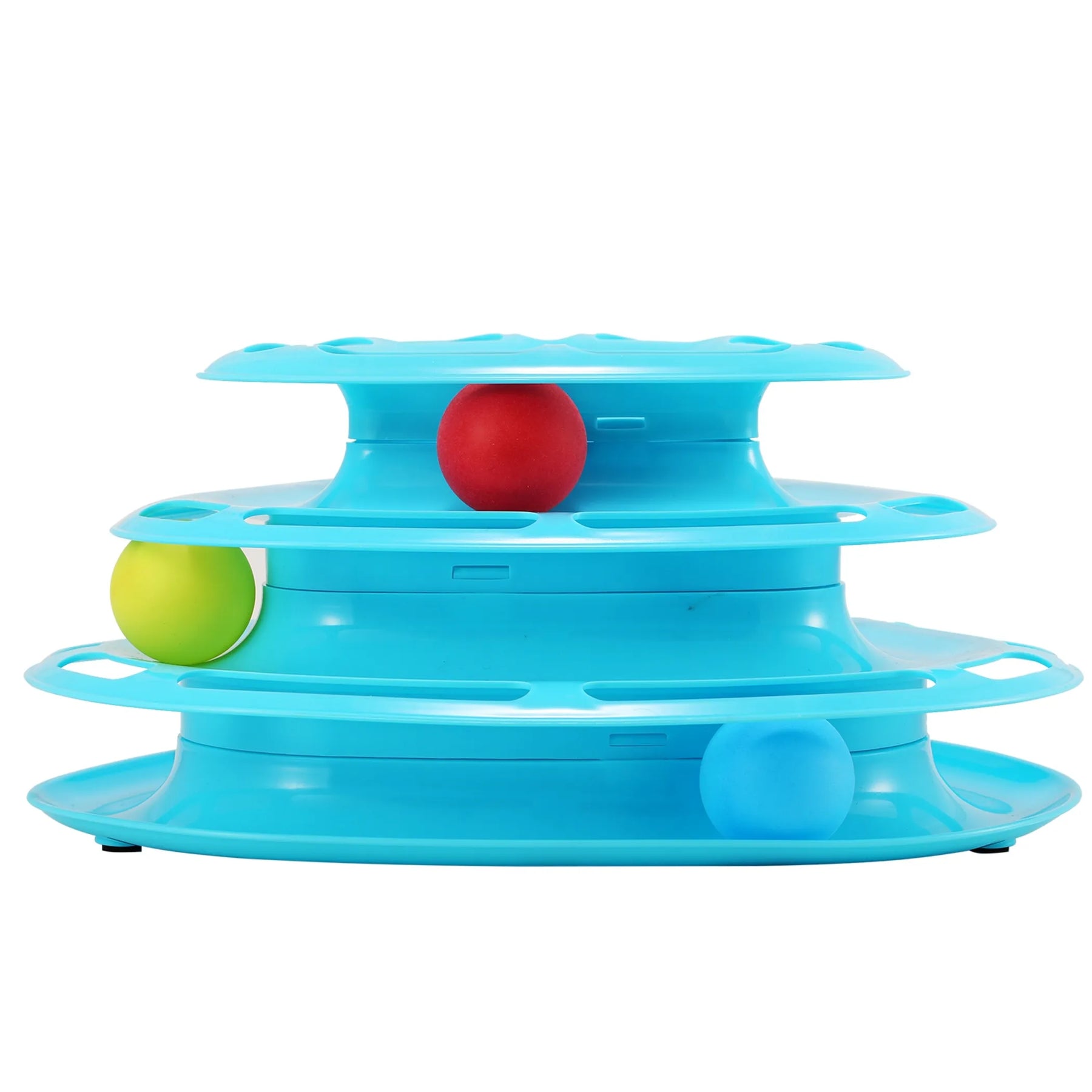 Blue four-layer interactive ball track tower toy for cats