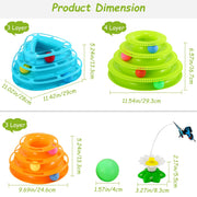 Blue four-layer interactive ball track tower toy for cats