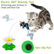 Blue four-layer interactive ball track tower toy for cats