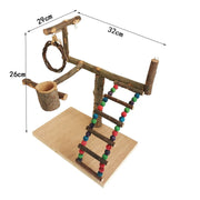 Solid Wood Bird Perch & Training Shelf – Natural Parrot Play Station