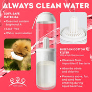 Portable Dog Water Bottle – 12 oz with Silicone Strap & Filter