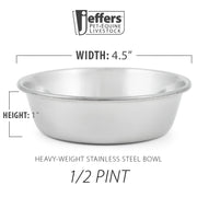 Jeffers Heavy Weight Stainless Steel Pet Bowls – Durable Pet Food & Water Dish, Chew-Resistant, Dishwasher Safe