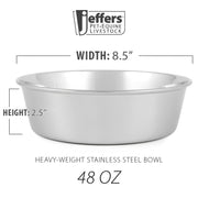 Jeffers Heavy Weight Stainless Steel Pet Bowls – Durable Pet Food & Water Dish, Chew-Resistant, Dishwasher Safe