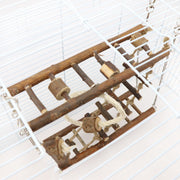 Wooden Suspension Bridge & Ladder Climbing Toy for Small Pets