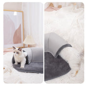 Cat Tunnel With Soft Plush Attached Mat And Hanging Ball