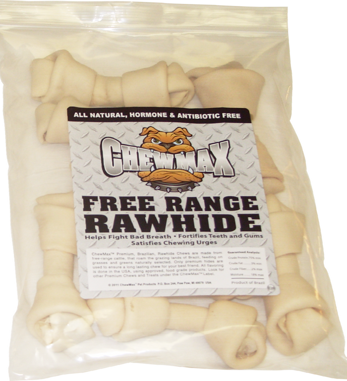 ChewMax 7-Count 4–5 Inch Natural Rawhide Knotted Bones