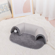 Cat Tunnel With Soft Plush Attached Mat And Hanging Ball