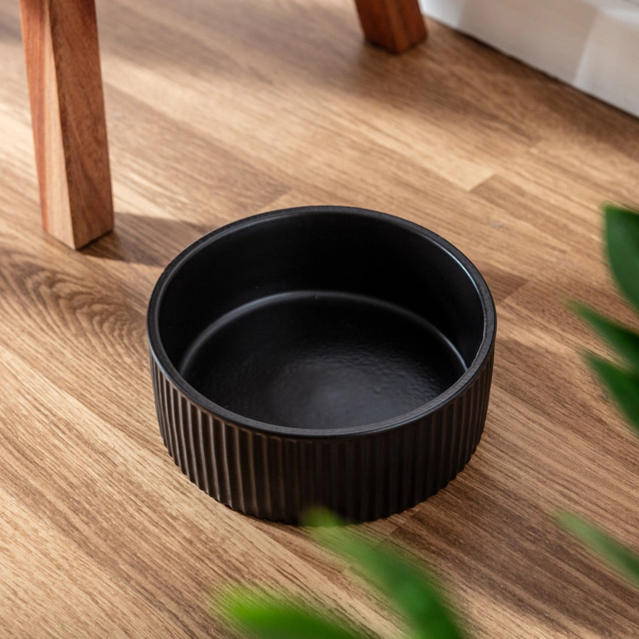 PARK LIFE DESIGNS Jardin Ribbed Pet Bowl Collection – Modern Matte Exterior
