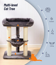 28-Inch Cat Tree for Large Cats | Window Perch, Hammock & Scratching Post