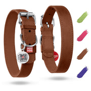 Brown Leather Dog Collar – 12–15 in Neck