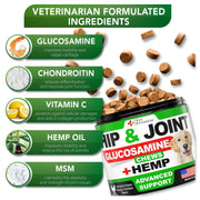 Hemp Hip & Joint Supplement for Dogs Glucosamine 120 Chews