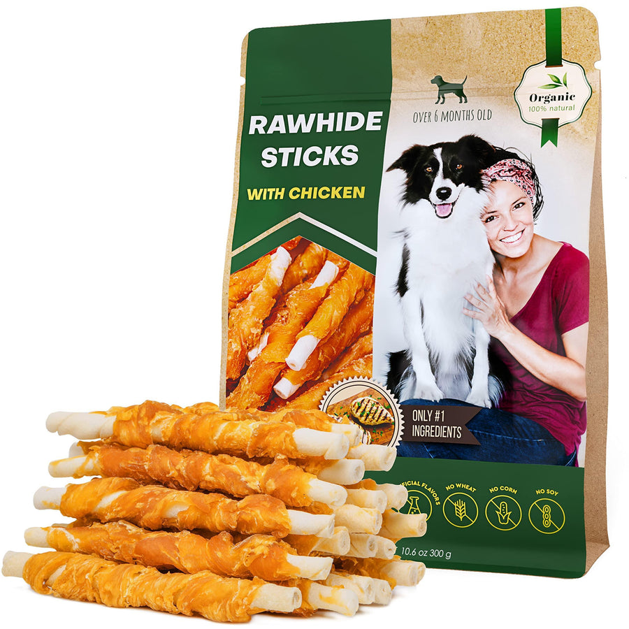 Beloved Pets Chicken-Wrapped Rawhide Sticks for Dogs – 10.6 oz