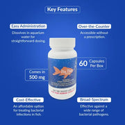 Fish Ceph 500mg Capsules Aquarium – 60 Count – Water Care Support