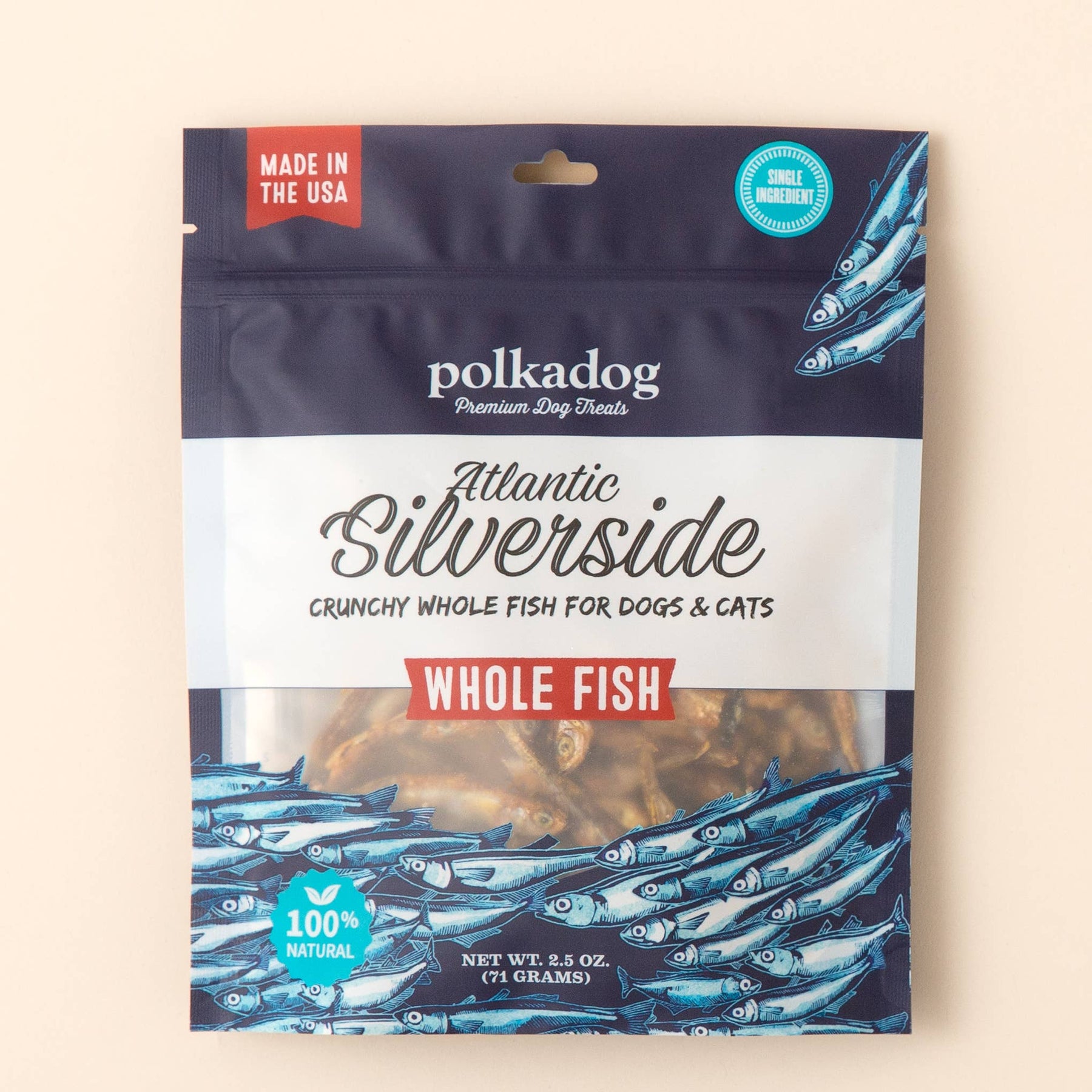 Polkadog Silverside Whole Fish Dog and Cat Treats 2.5oz by Polkadog - dog treat