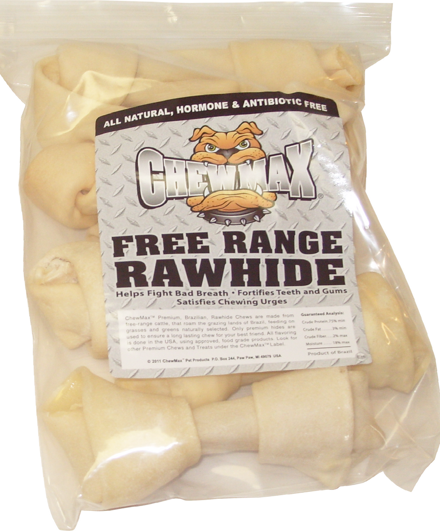 ChewMax 6-Count 6–7 Inch Natural Rawhide Knotted Bones