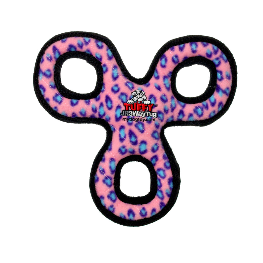 Tuffy Jr 3 WayTug - Pink Leopard, Durable, Squeaky Dog Toy by Tuffy - dog toy