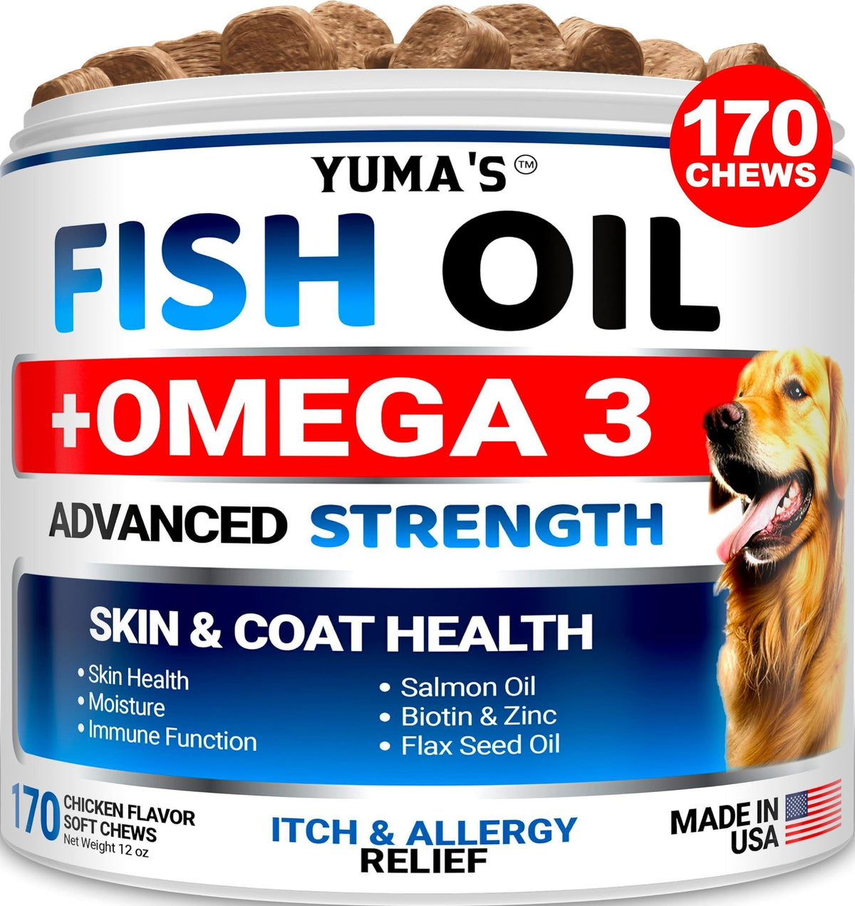 Omega-3 Fish Oil Soft Chews for Dogs – 170 Count