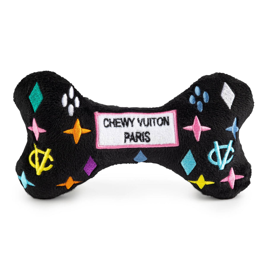 Haute Diggity Dog Black Monogram Chewy Vuiton Bone Squeaker Toy by Haute Diggity Dog - dog toy