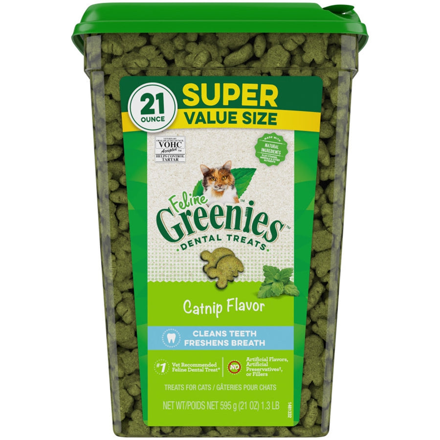 FELINE GREENIES Dental Treats Catnip Flavor 21oz