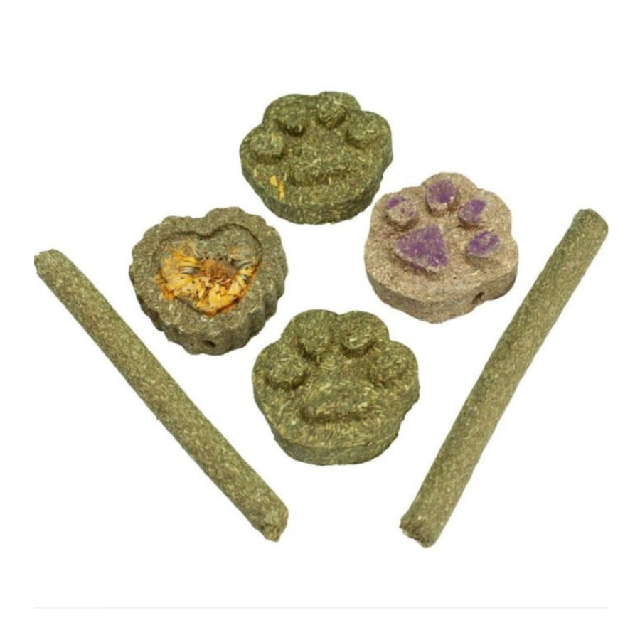 A and E Cages Barnyard Nibbles Hay Chew Small Animal Bites Variety 6pc