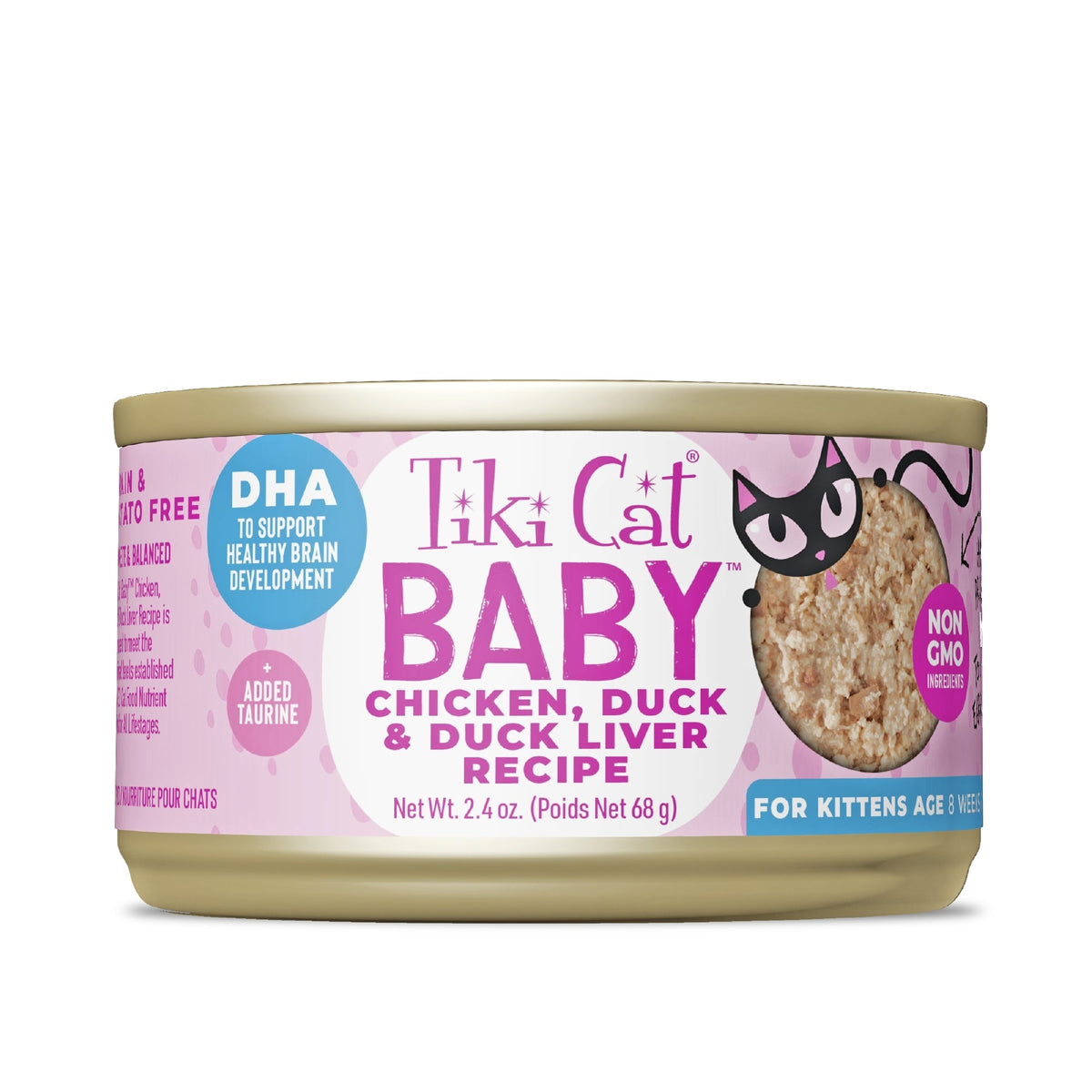 Tiki Pets Cat Shredded Kitten Chicken & Duck 2.4oz. (Case of 12)