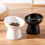 PARK LIFE DESIGNS Fluted Tilt Ceramic Cat Dish – Ideal For Food Or Water