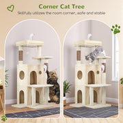 50-Inch Cat Tree Tower for Large Indoor Cats with Scratching Post & Caves