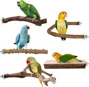 6pcs Natural Wood Bird Perches Parrot Cage Branch Stand Platform Set Small Birds
