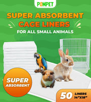 Guinea Pig Cage Liners Disposable 50 Pack Absorbent Small Pet Pads 14x18