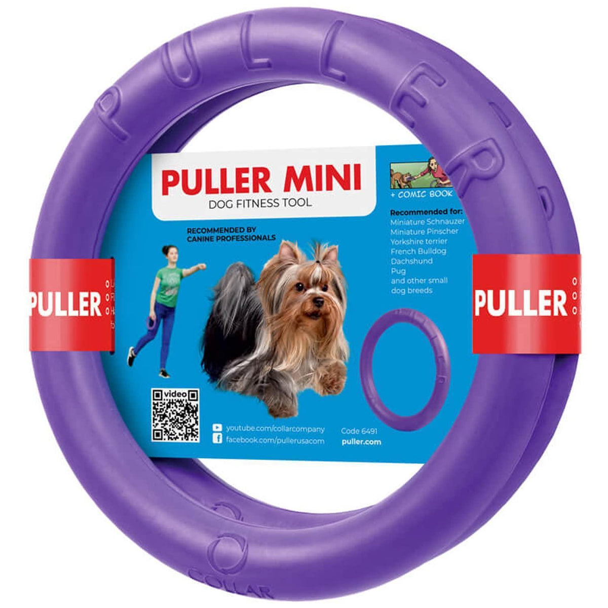 Dog Ring Fetch & Tug Toy – Mini, 2 Rings, Purple