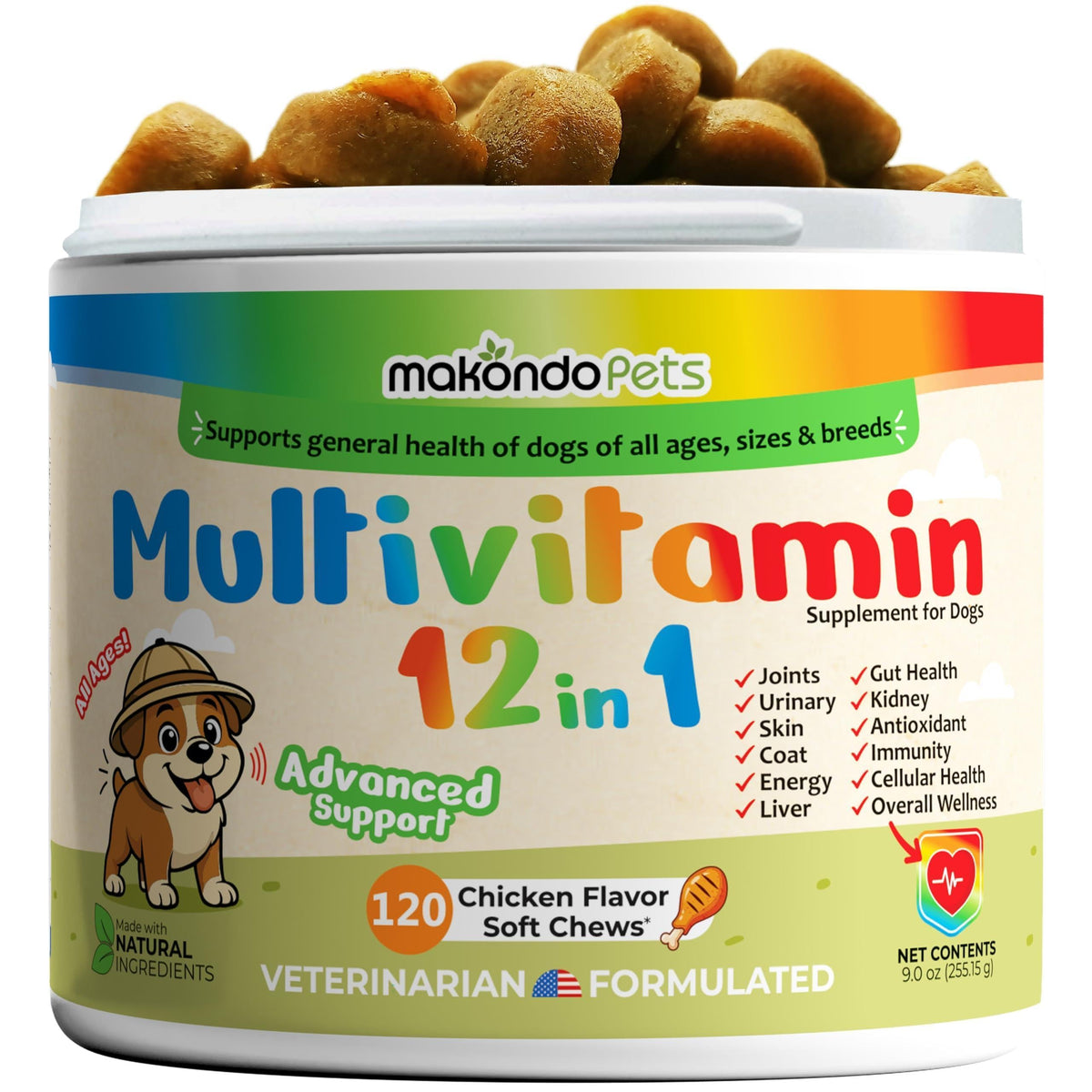 Dog Multivitamin Soft Chews – 12-in-1, 120 Count