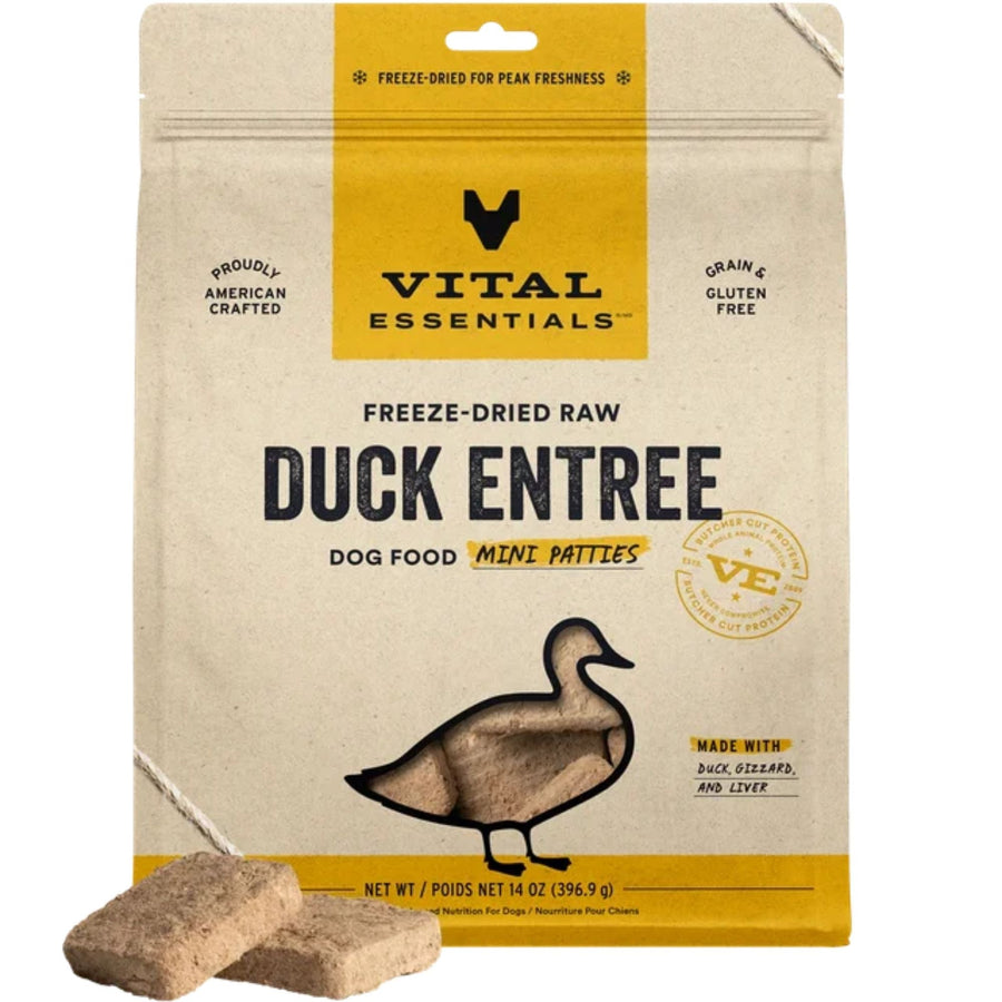 Vital Essentials Dog Freeze-Dried Mini Patties Duck 14oz.