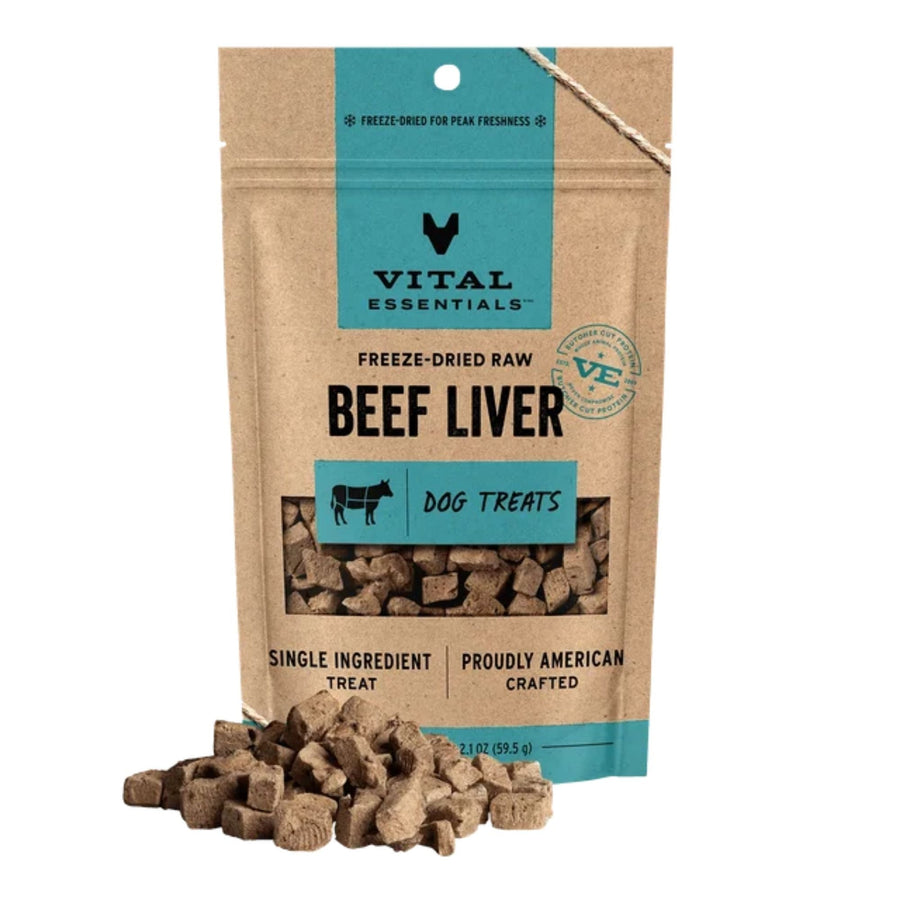 Vital Essentials Dog Freeze-Dried Raw Grain Free Beef Liver Treats 15oz.