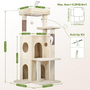 50-Inch Cat Tree Tower for Large Indoor Cats with Scratching Post & Caves