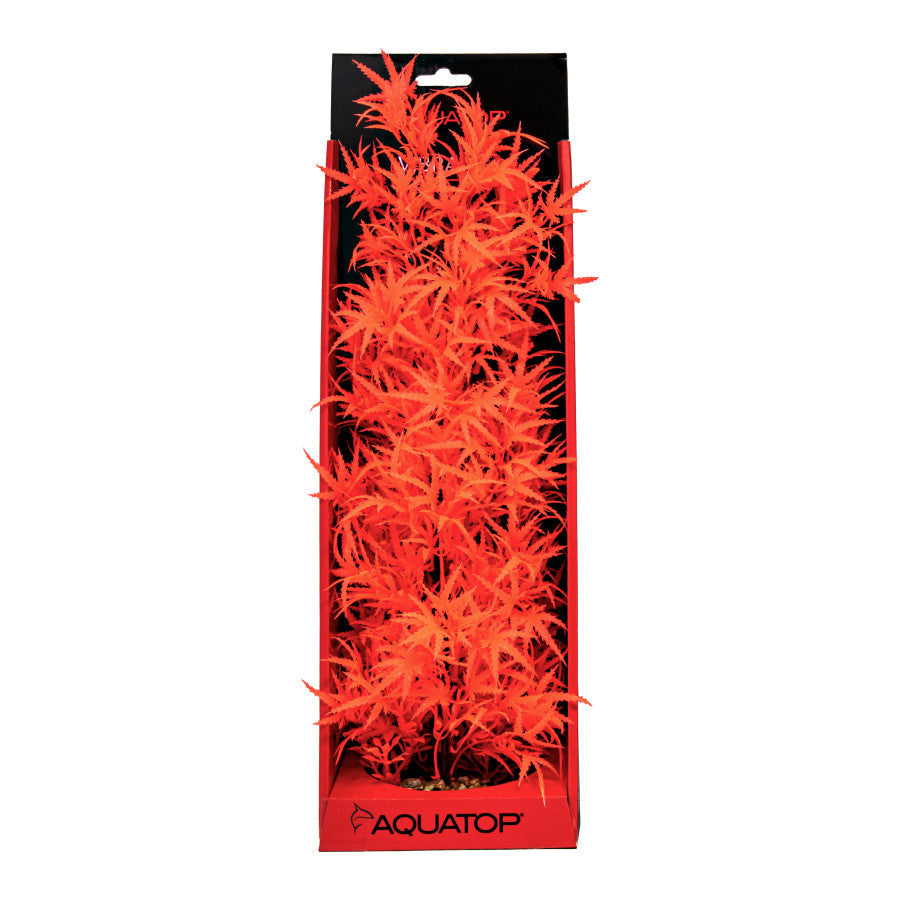 AquaTop Vibrant Fluorescent Cannabis Aquarium Decor Plant Red 16in
