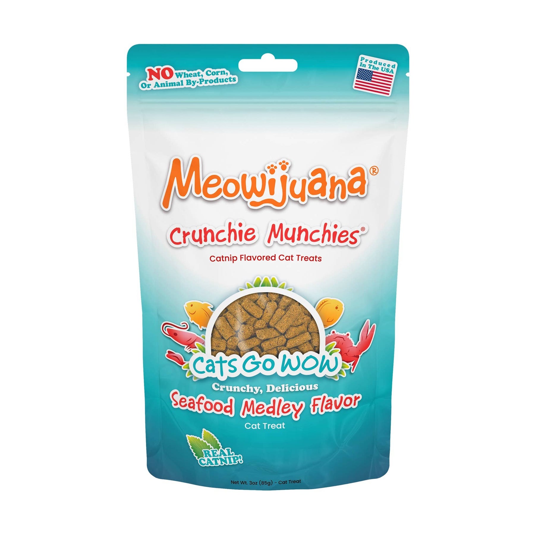 Meowijuana Crunchie Munchie Seafood Medley Cat Treat 3oz by Meowijuana - cat treat