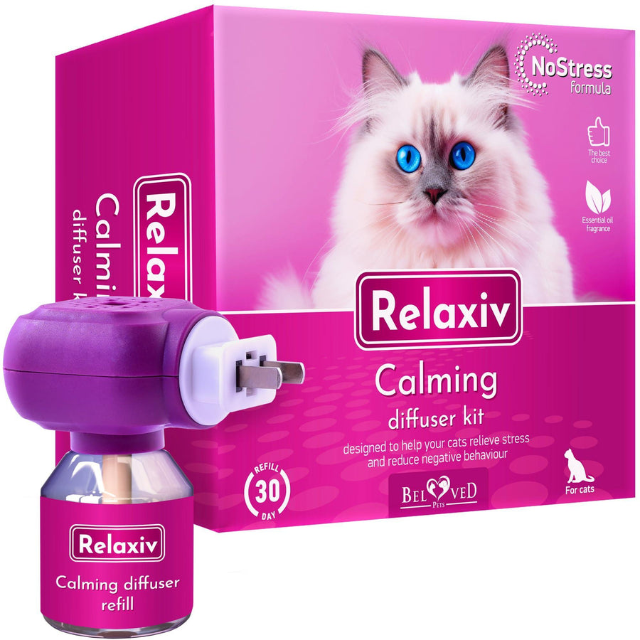 Beloved Pets Relaxiv Calming Diffuser Kit for Cats – 30-Day Refill