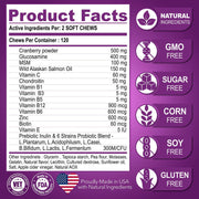 Dog Multivitamin Soft Chews with Glucosamine – 120 Count