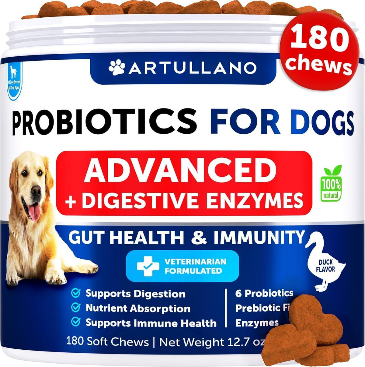 Artullano Dog Probiotic Soft Chews for Everyday Digestive Support
