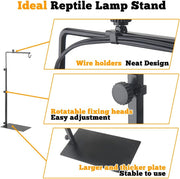 Adjustable Reptile Lamp Stand — Metal Heat Lamp Holder for Terrariums & Tanks