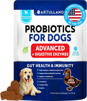 Probiotics for Dogs 70 Chews Duck Flavor Gut Health & Prebiotics