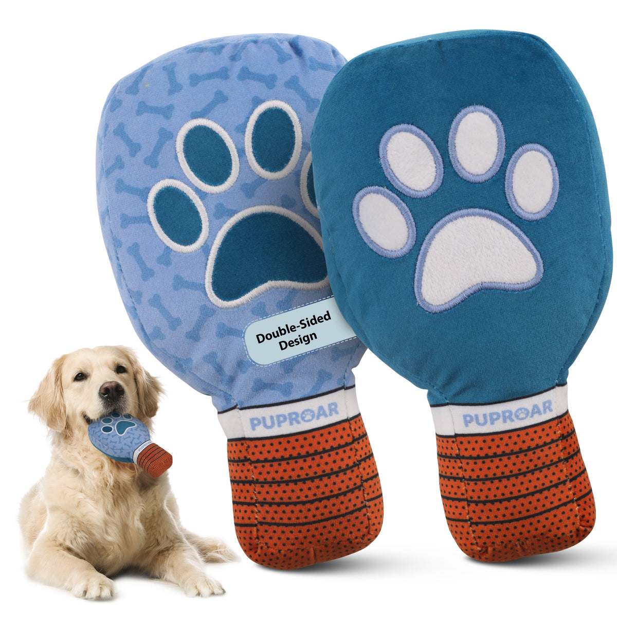 PUPROAR Pickleball Paddle Plush Squeaky Dog Toy with Crinkle
