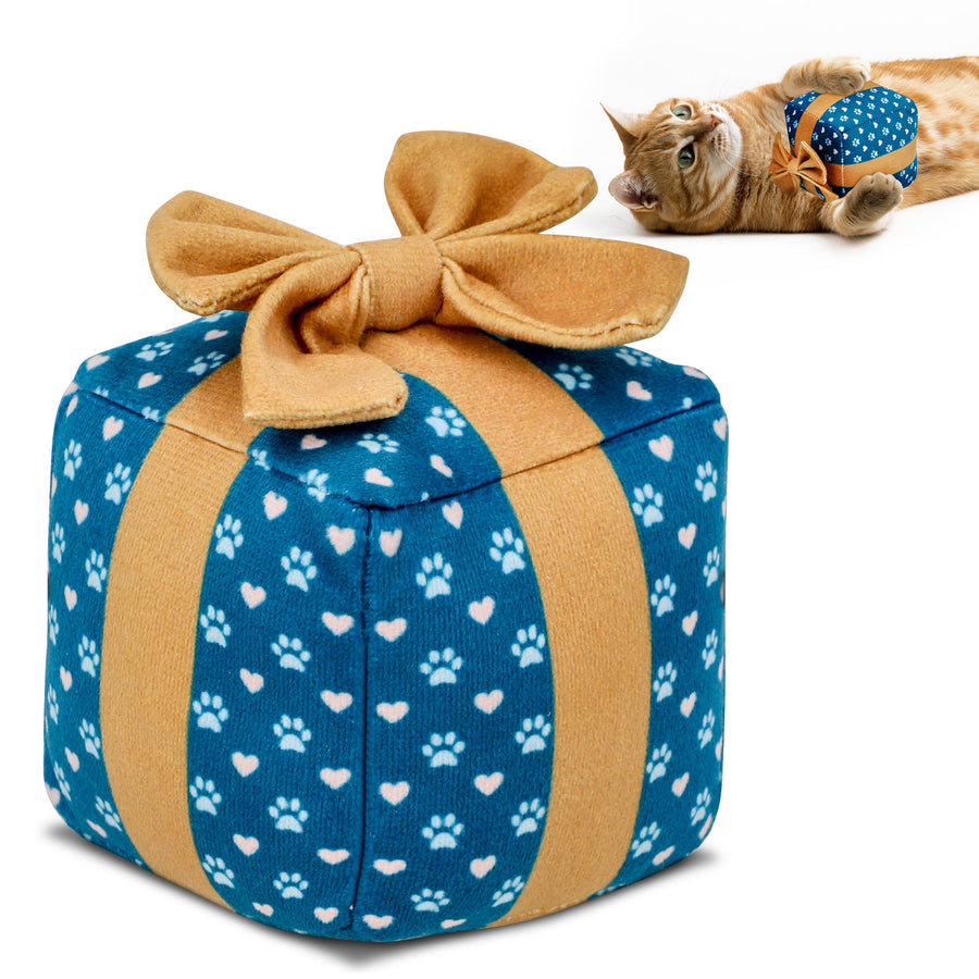PUPROAR Gift Box Plush Catnip & Crinkle Birthday Cat Toy