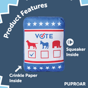 PUPROAR Pawsidential Ballot Funny Political Squeaky Dog Toy with Crinkle