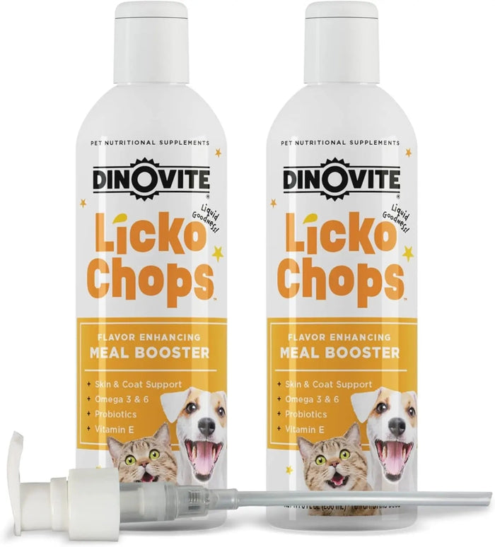 Dinovite Dog & Cat Omega 3 6 Supplement Probiotics Vitamin E Skin Coat 16oz Pump