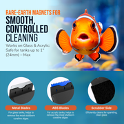 Flipper Edge Limited Edition Clownfish 2 in 1 Floating Magnetic Aquarium Algae Cleaner (MAX) - Pristine Pet Supply